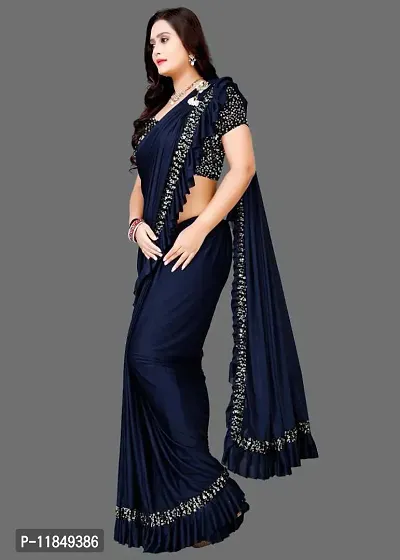 Trendy Lycra Saree with Blouse piece For Women-thumb4