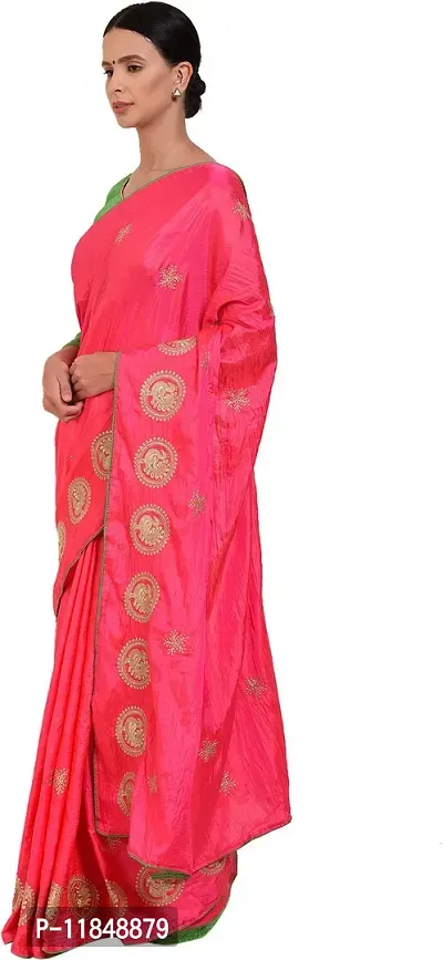 Trendy Silk Blend Saree with Blouse piece For Women-thumb3