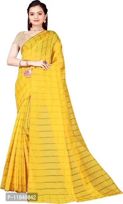 Attractive Cotton Silk Saree with Blouse piece For Women-thumb0