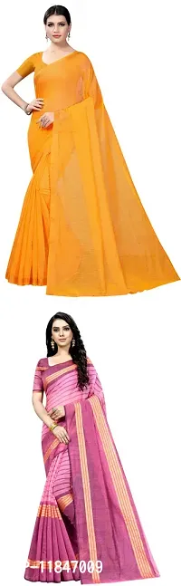 Attractive Art Silk Saree with Blouse piece For Women Pack Of 2-thumb0