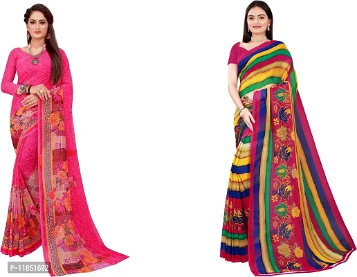 Attractive Georgette Saree with Blouse piece For Women Pack Of 2