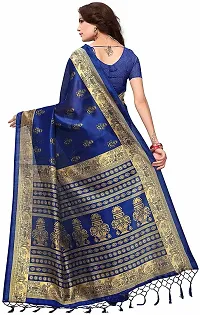 Stylish Silk Blend Blue Daily Wear Saree with Blouse piece For Women Pack Of 1-thumb1