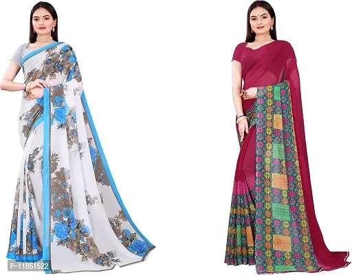 Attractive Georgette Saree with Blouse piece For Women Pack Of 2