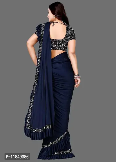 Trendy Lycra Saree with Blouse piece For Women-thumb3