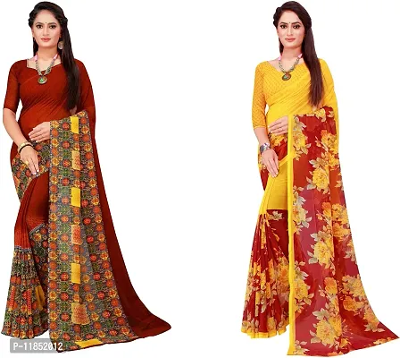 Attractive Georgette Saree with Blouse piece For Women Pack Of 2