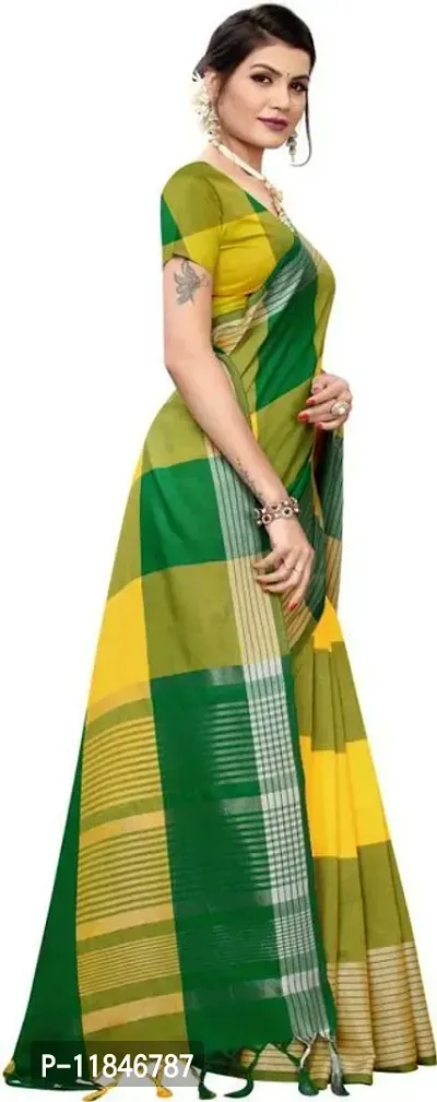 Stylish Silk Blend Saree with Blouse piece For Women-thumb5