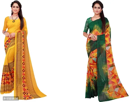 Stylish Georgette Multicoloured Daily Wear Saree with Blouse piece For Women Pack Of 2-thumb0