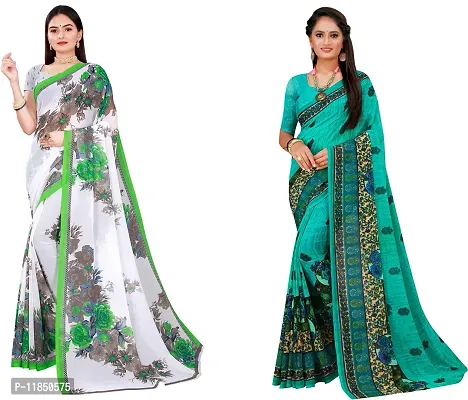 Attractive Georgette Saree with Blouse piece For Women Pack Of 2-thumb0