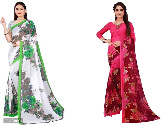 Attractive Georgette Saree with Blouse piece For Women Pack Of 2