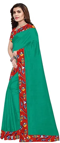 Stylish Silk Blend Green Daily Wear Saree with Blouse piece For Women Pack Of 1-thumb2