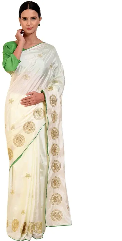 Attractive Cotton Blend Saree with Blouse piece 