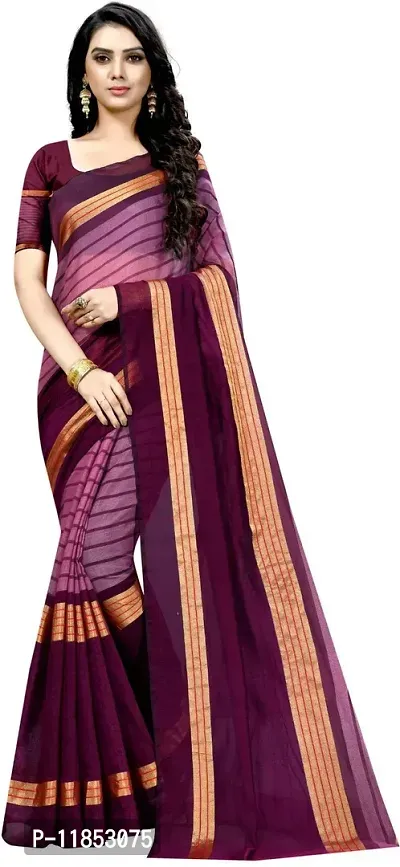 New Launched Cotton Silk Saree with Blouse piece For Women-thumb0