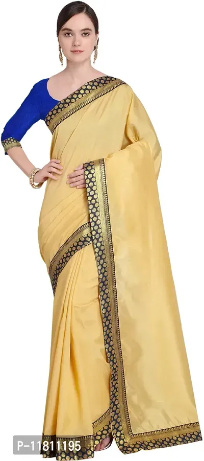 Stylish Art Silk Cream Bollywood Saree with Blouse piece For Women Pack Of 1