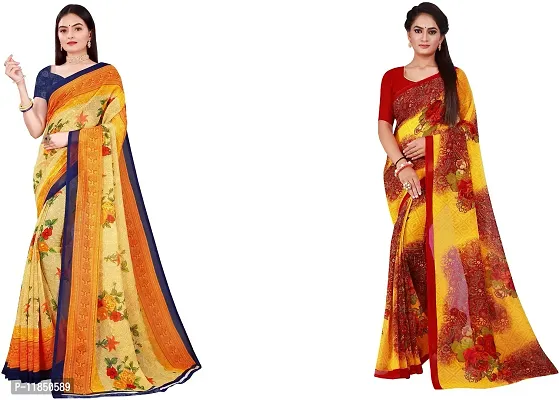 Attractive Georgette Saree with Blouse piece For Women Pack Of 2