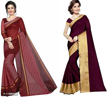 Stylish Cotton Silk Multicoloured Daily Wear Saree with Blouse piece For Women Pack Of 2-thumb0