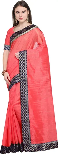 Elegant Bhagalpur Silk Blend Women Saree With Blouse Piece -Pink For Women