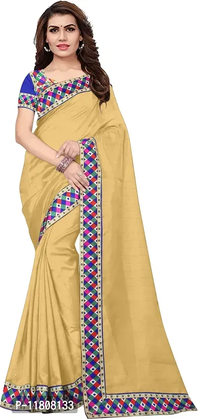 Stylish Silk Blend Beige Bollywood Saree with Blouse piece For Women Pack Of 1-thumb0