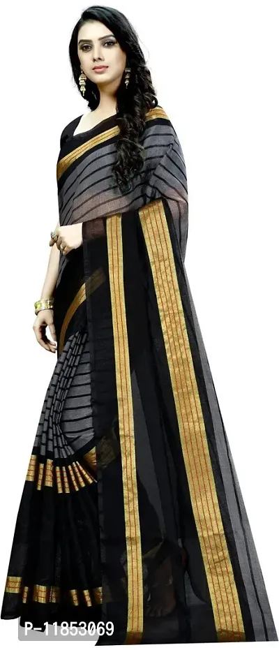 New Launched Cotton Silk Saree with Blouse piece For Women-thumb3