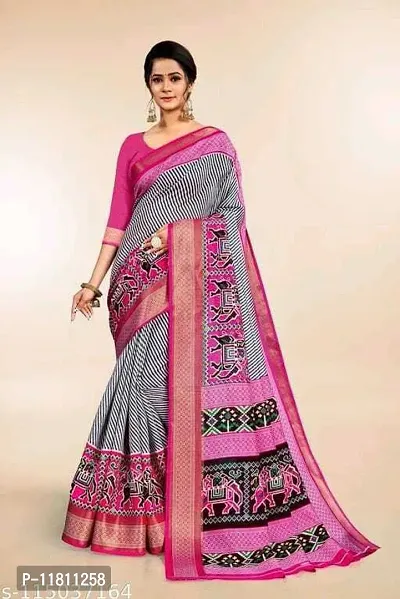 Stylish Art Silk Pink Bhagalpuri Saree with Blouse piece For Women Pack Of 1-thumb0