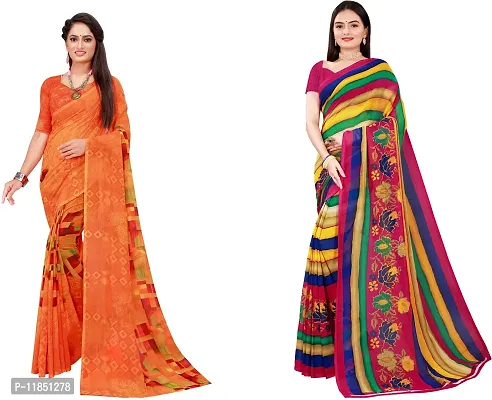 Attractive Georgette Saree with Blouse piece For Women Pack Of 2