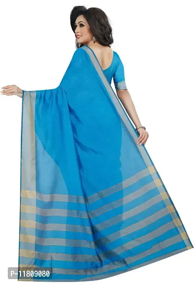 Stylish Cotton Silk Blue Bollywood Saree with Blouse piece For Women Pack Of 1-thumb3