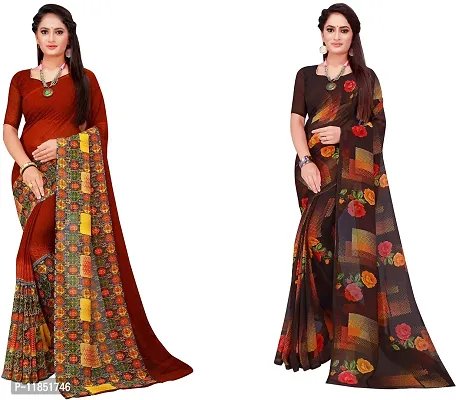 Attractive Georgette Saree with Blouse piece For Women Pack Of 2