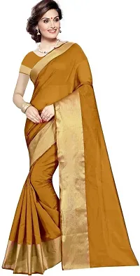 Attractive Cotton Blend Saree with Blouse piece For Women-thumb1