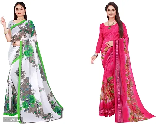 Attractive Georgette Saree with Blouse piece For Women Pack Of 2