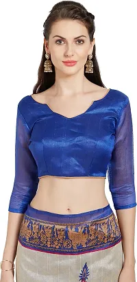 Attractive Silk Blend Saree with Blouse piece For Women-thumb3