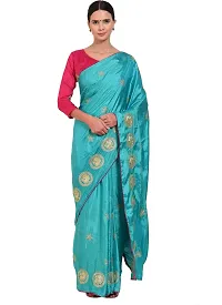 Stylish Art Silk Blue Bollywood Saree with Blouse piece For Women Pack Of 1-thumb1