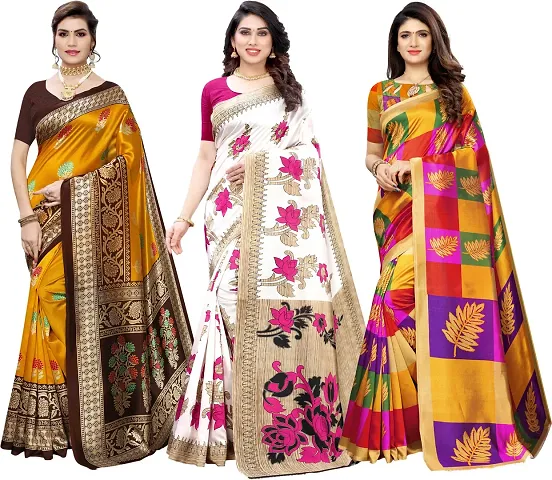 Attractive Silk Saree with Blouse piece For Women Pack Of 3