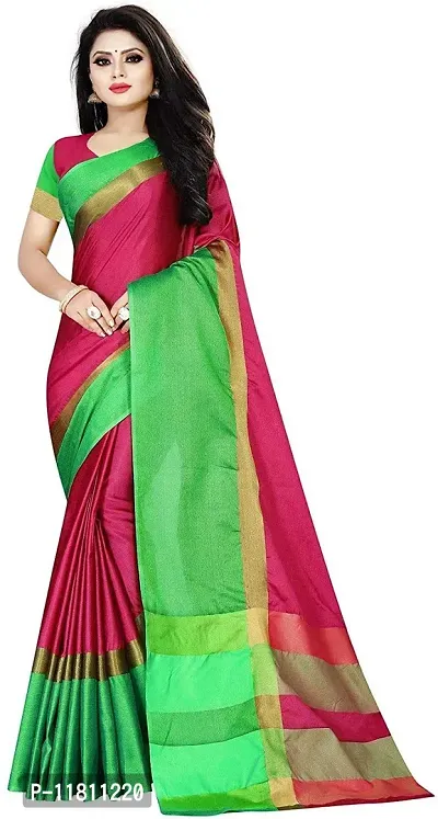 Stylish Silk Blend Multicoloured Assam Silk Saree with Blouse piece For Women Pack Of 1-thumb0