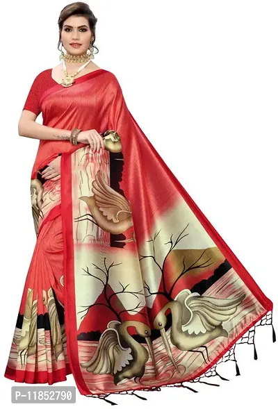 New Launched Art Silk Saree with Blouse piece For Women-thumb0