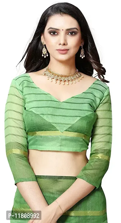 Stylish Cotton Silk Green Daily Wear Saree with Blouse piece For Women Pack Of 1-thumb4