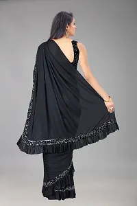 Trendy Lycra Saree with Blouse piece For Women-thumb2