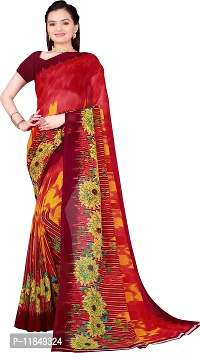 Trendy Georgette Saree with Blouse piece For Women-thumb0