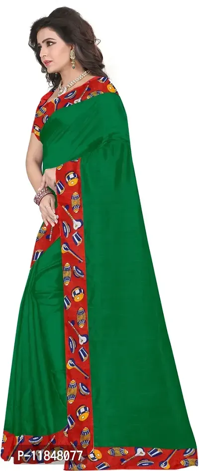 Attractive Silk Blend Saree with Blouse piece For Women-thumb3