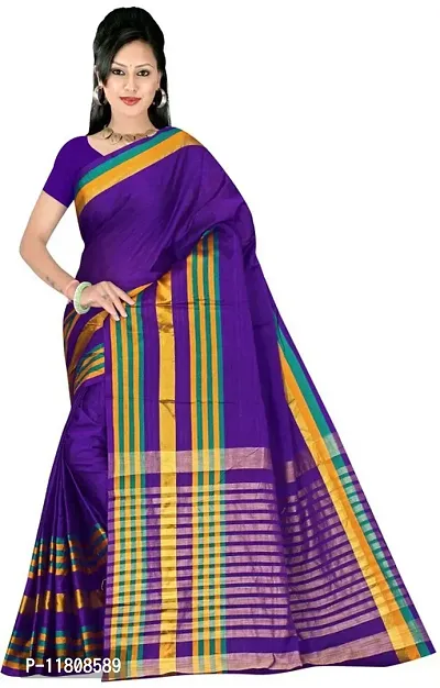 Stylish Silk Blend Purple Bollywood Saree with Blouse piece For Women Pack Of 1