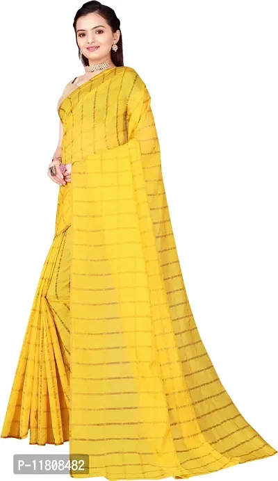 Stylish Cotton Silk Yellow Daily Wear Saree with Blouse piece For Women Pack Of 1-thumb2