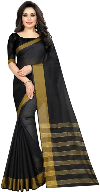 Stylish Fancy Silk Blend Assam Silk Self Pattern Saree With Blouse Piece For Women