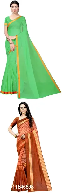 Attractive Art Silk Saree with Blouse piece For Women Pack Of 2-thumb0