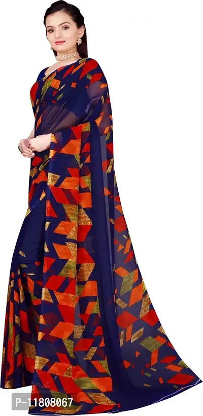 Stylish Georgette Navy Blue Daily Wear Saree with Blouse piece For Women Pack Of 1-thumb2