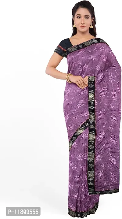 Stylish Lycra Purple Bollywood Saree with Blouse piece For Women Pack Of 1