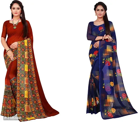 Attractive Georgette Saree with Blouse piece For Women Pack Of 2