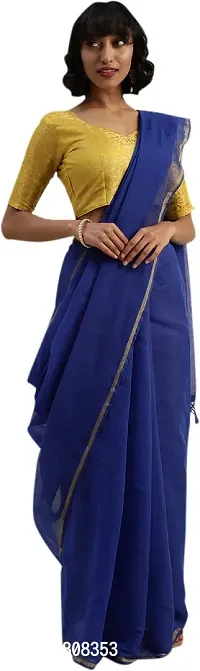 Stylish Cotton Silk Blue Bollywood Saree with Blouse piece For Women Pack Of 1-thumb0