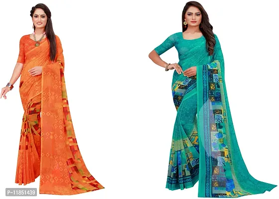 Attractive Georgette Saree with Blouse piece For Women Pack Of 2