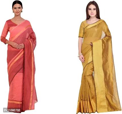 Stylish Cotton Silk Multicoloured Daily Wear Saree with Blouse piece For Women Pack Of 2-thumb0