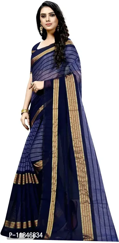 Stylish Cotton Silk Saree with Blouse piece For Women-thumb3