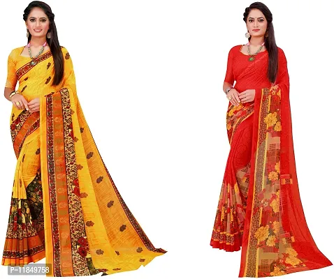 Attractive Georgette Saree with Blouse piece For Women Pack Of 2