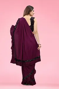 New Launched Lycra Saree with Blouse piece For Women-thumb1